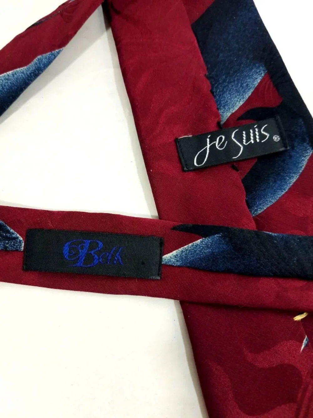 Je Suis Dolphin Print Silk Tie Red Blue Mens Neckwear Made In USA